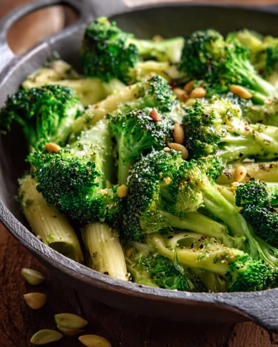 Plat de brocoli sauté avec des épices et des légumes frais