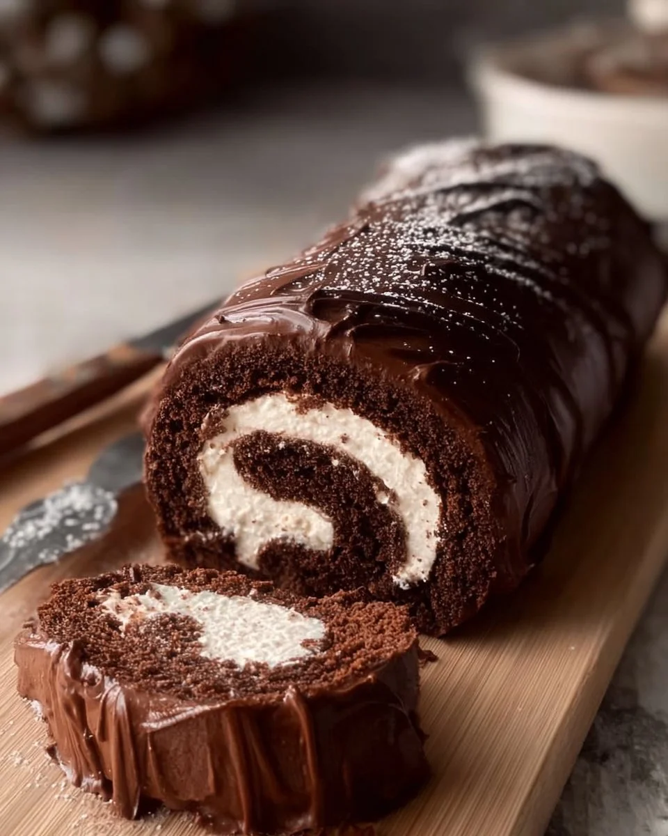Bûche façon Kinder Délice avec chocolat et crème délicieuse
