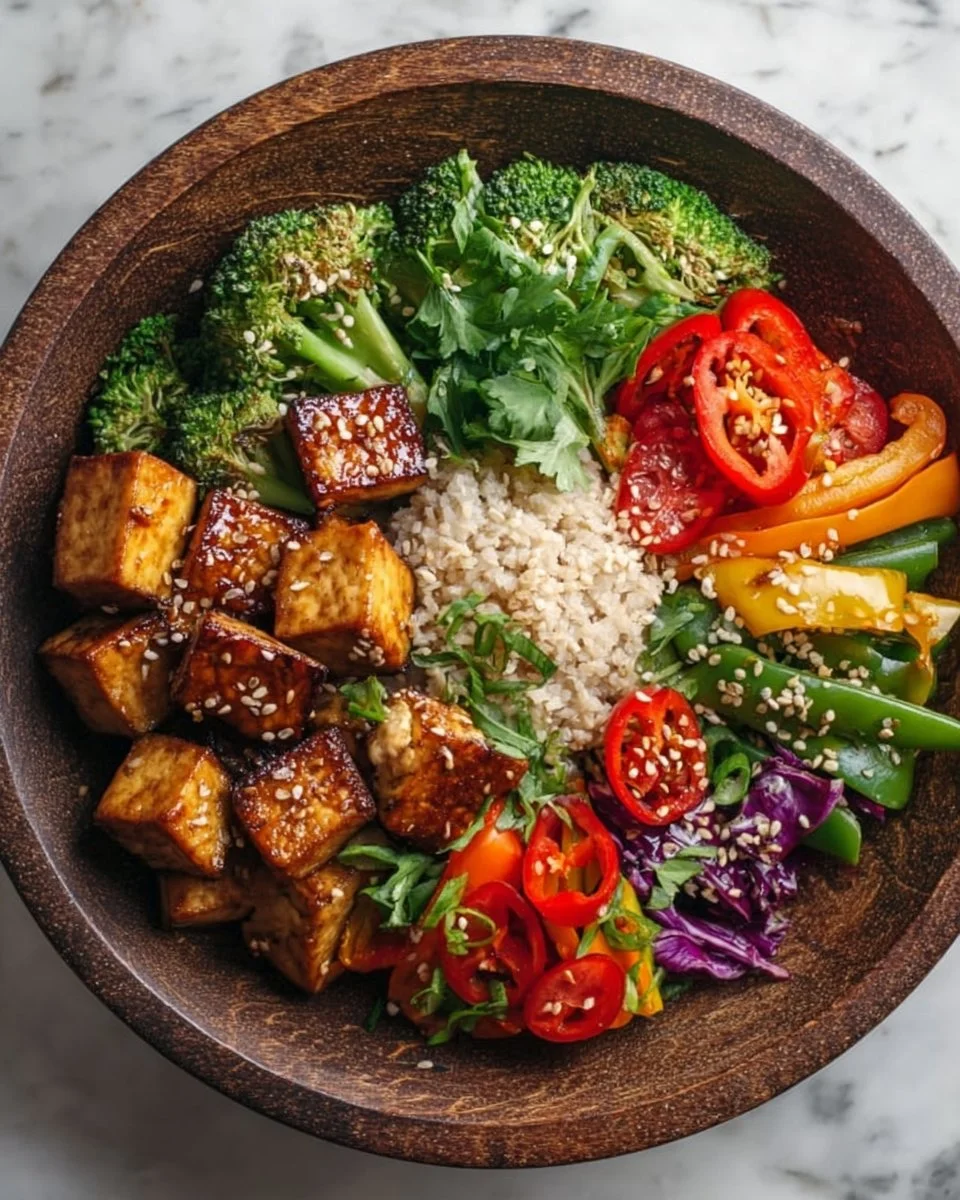 Buddha Bowl avec tofu croustillant et légumes frais