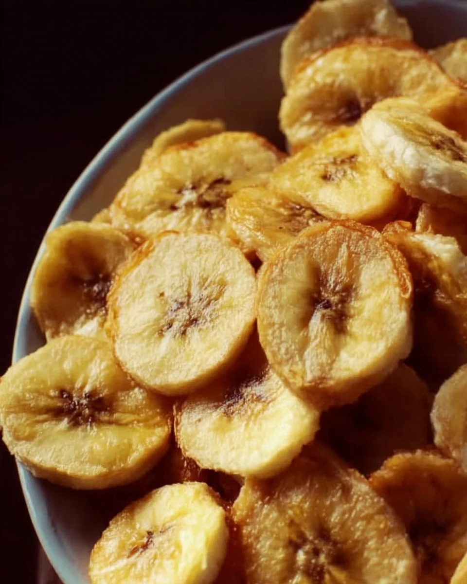 Chips de banane croustillantes dorées et croustillantes dans un bol