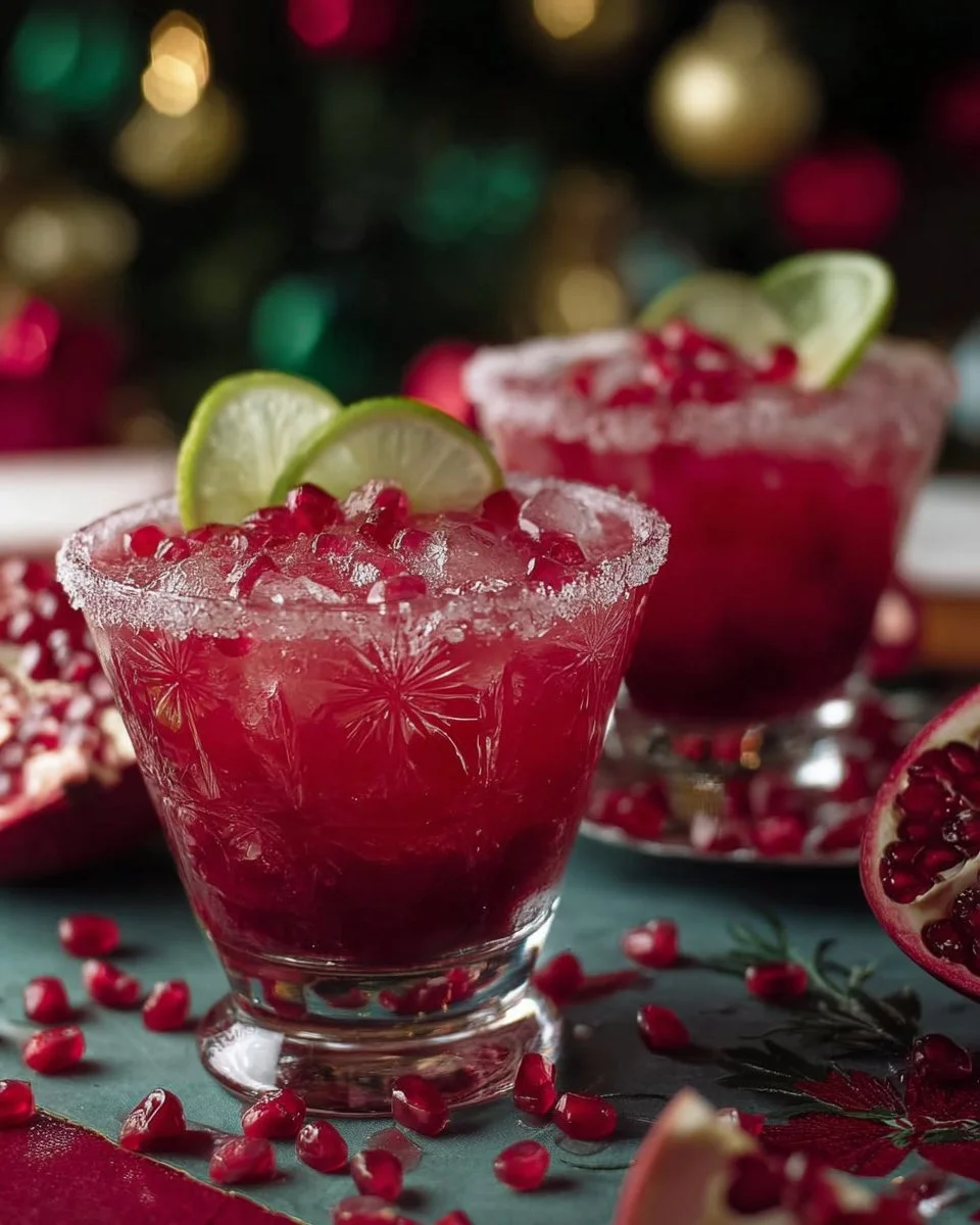 Cocktail de Noël à la grenade dans un verre élégant avec garnitures festives