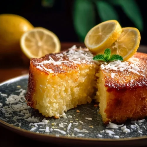 Gâteau semoule à la noix de coco et au citron, un dessert moelleux et savoureux