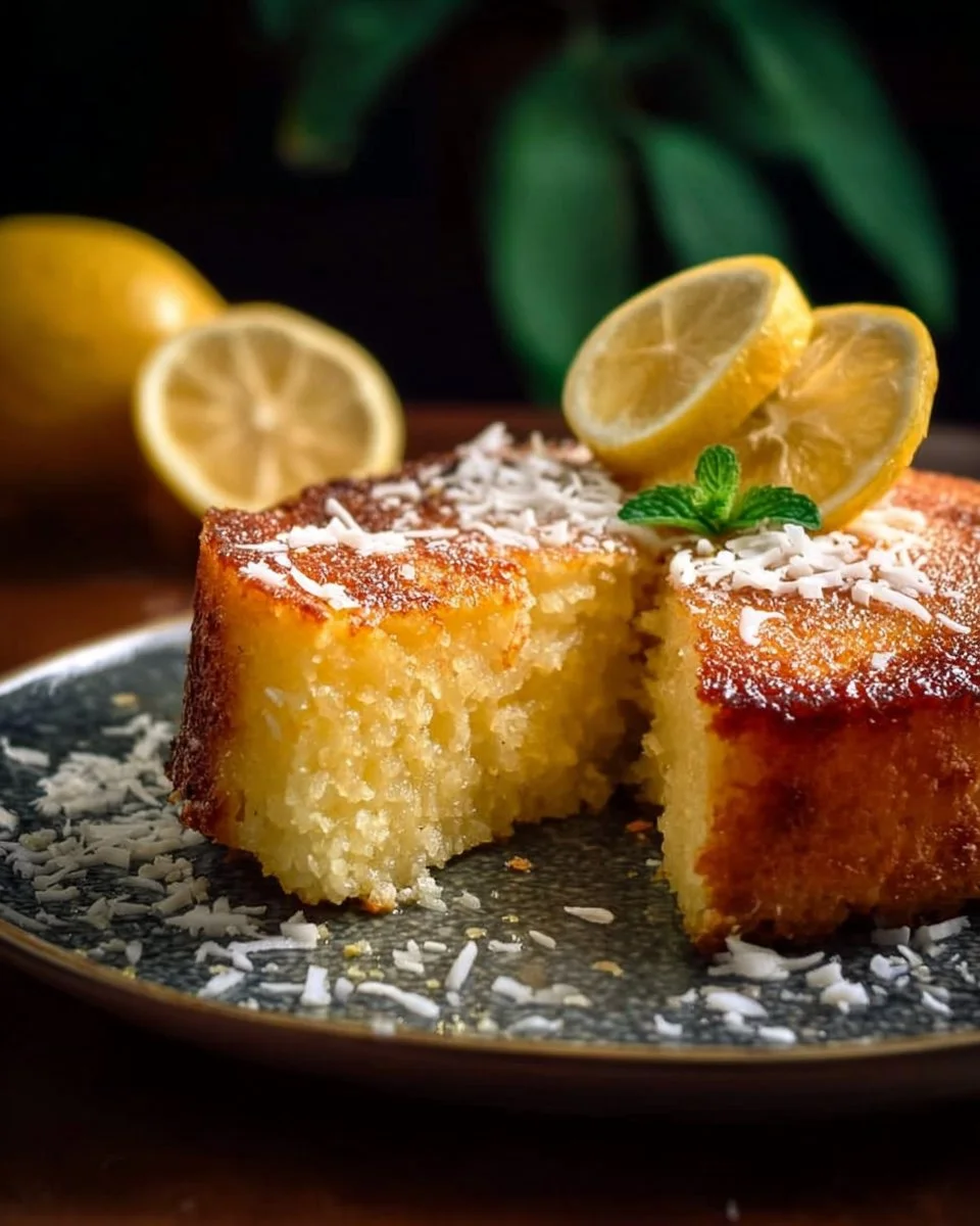 Gâteau semoule à la noix de coco et au citron, un dessert moelleux et savoureux