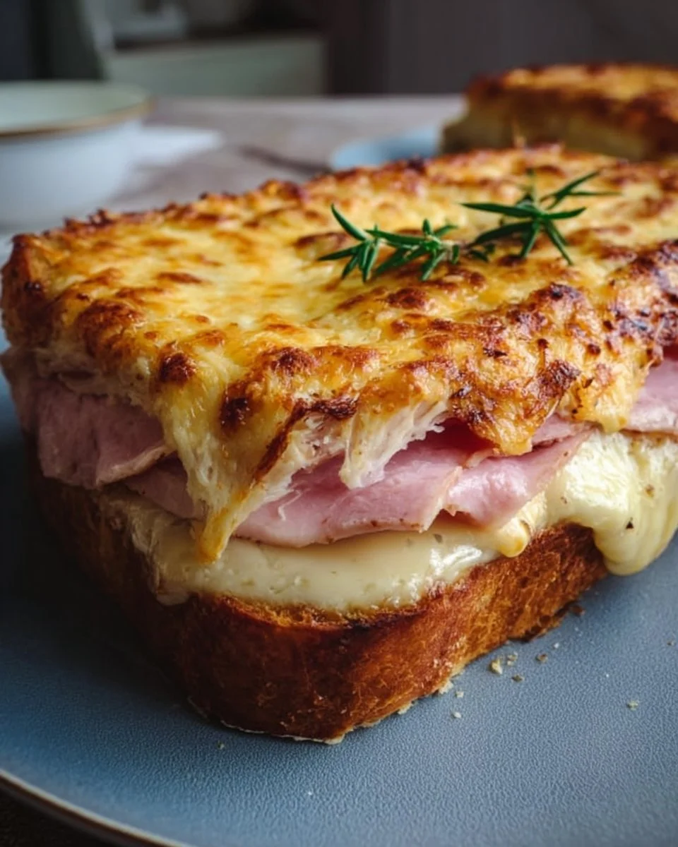 Recette de croque au jambon cuit au four, plat gourmand et savoureux