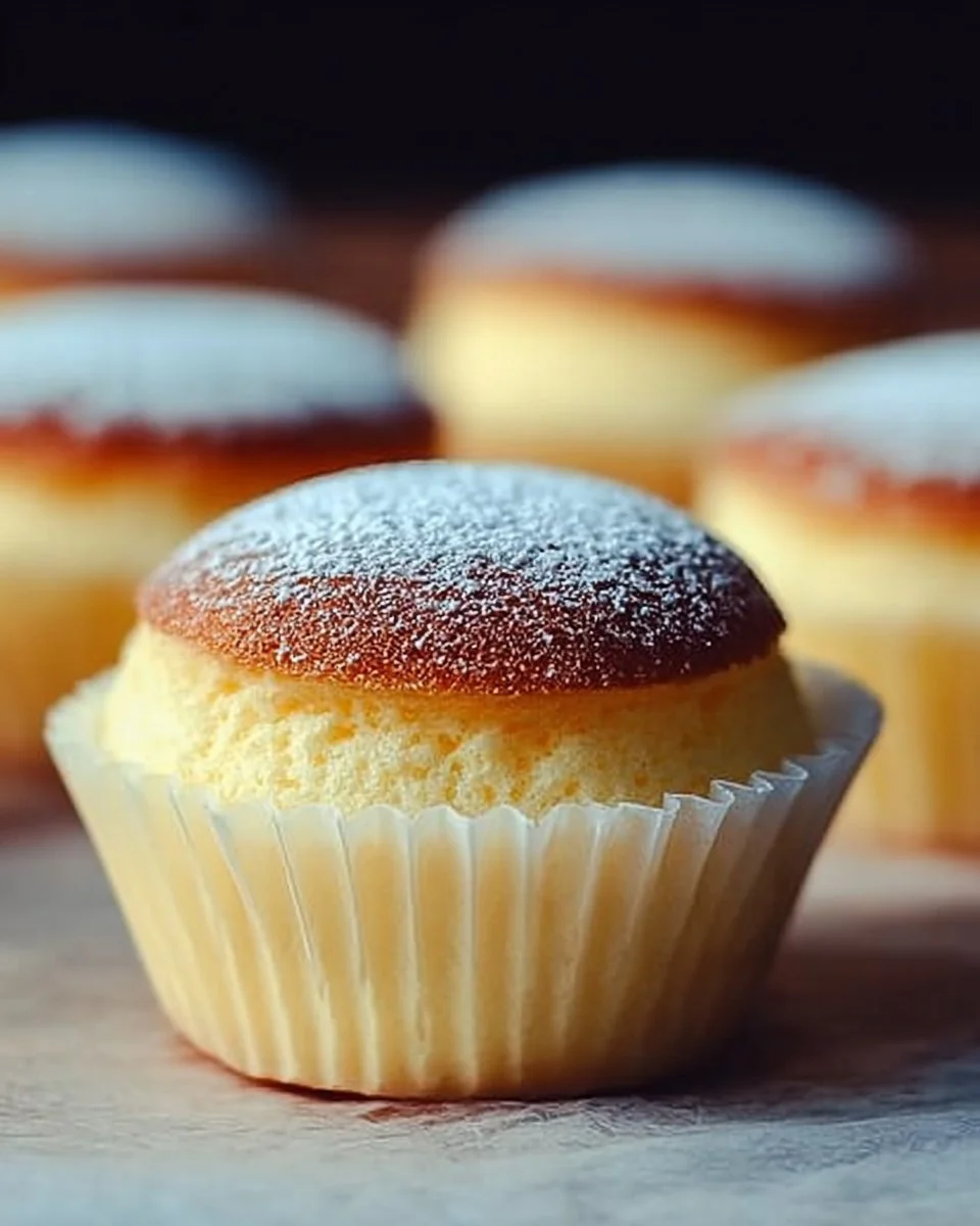 Cupcakes en fluffy cheesecake japonais légers et savoureux.