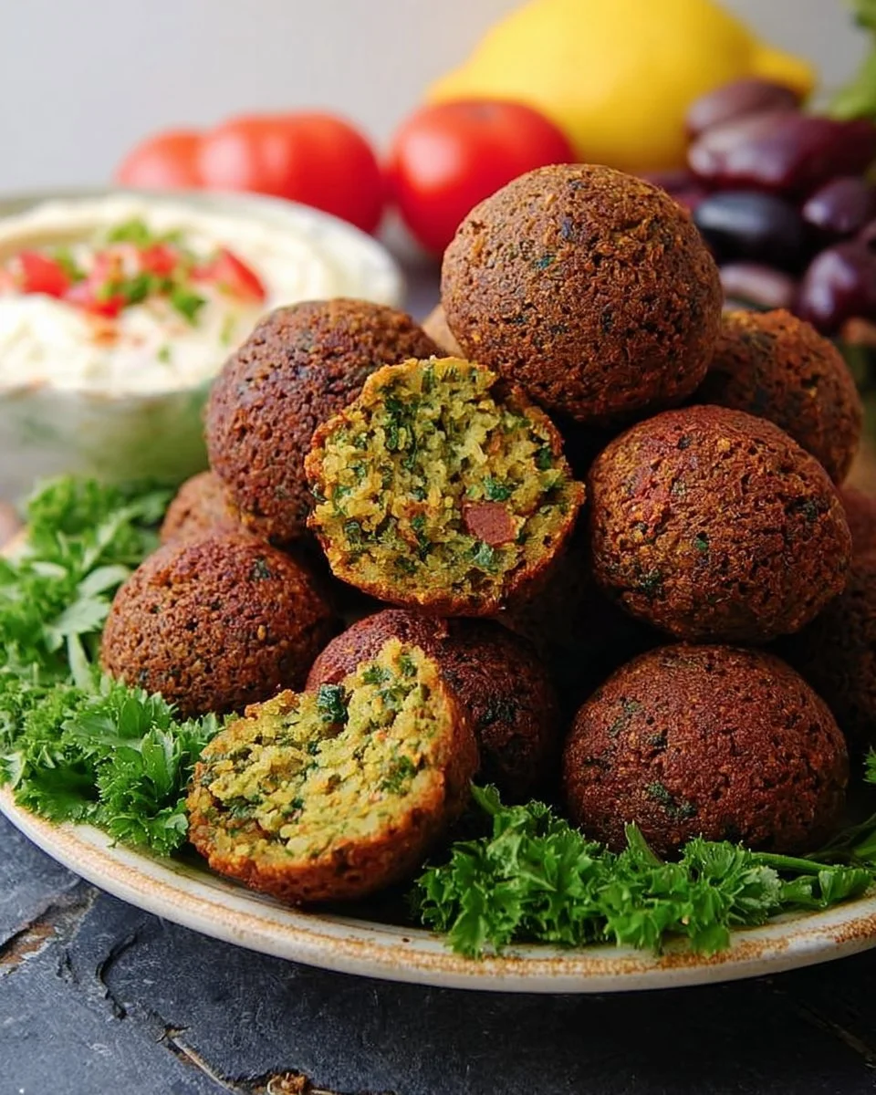 Falafel libanais croustillant servi avec une sauce tahini.