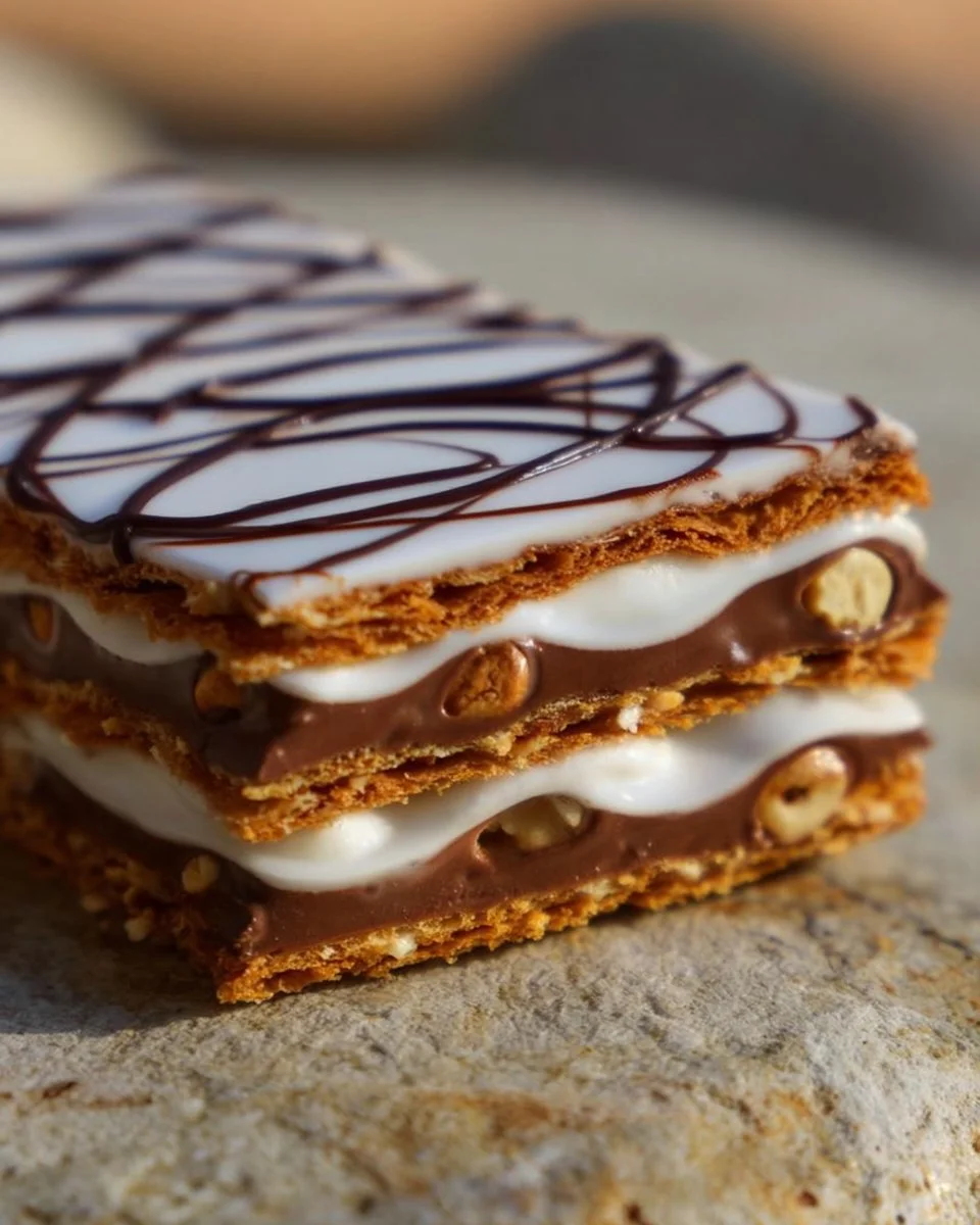 Millefeuille au chocolat avec couches de pâte feuilletée et crème au chocolat