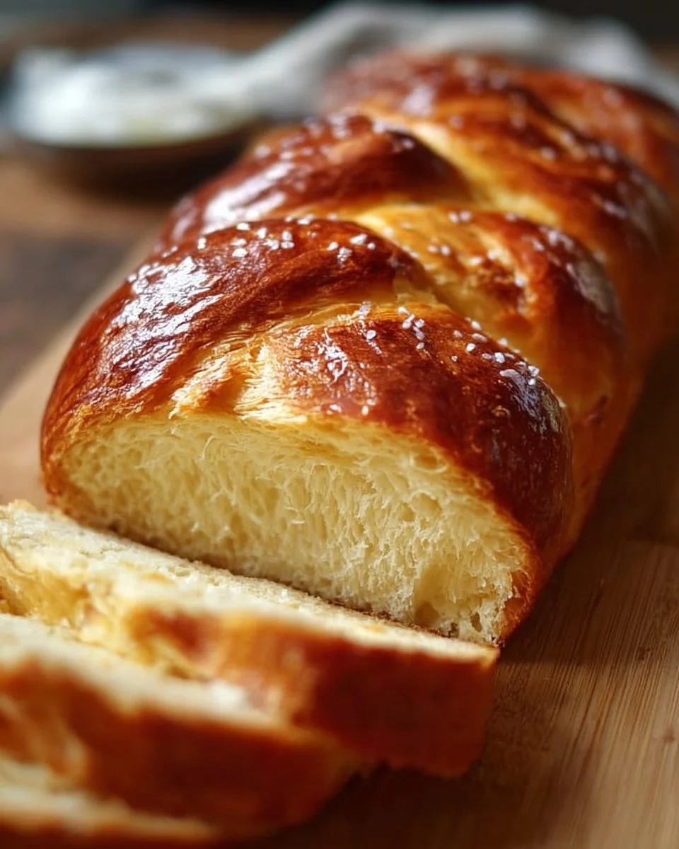 Pain brioché au yaourt moelleux et doré, parfait pour le petit-déjeuner.