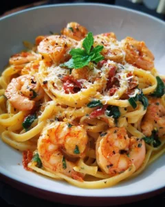 Pâtes Linguine à la Toscane aux Crevettes
