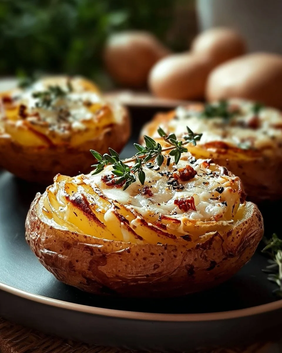 Pommes de Terre Farcies à l'Auvergnate garnies de fromage et jambon