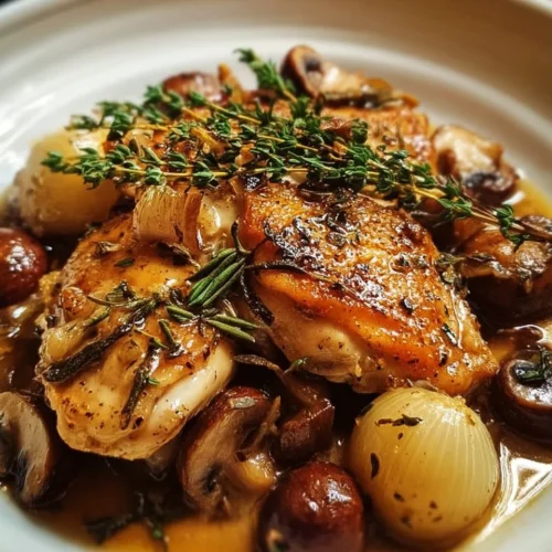 Poulet au Porto accompagné de champignons dans une sauce délicieuse