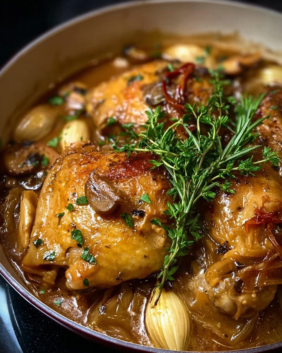 Poulet mijoté au cidre servi avec des légumes