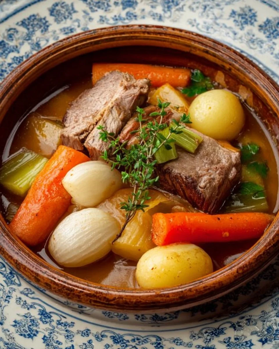 Recette traditionnelle de pot-au-feu à l'ancienne, plat réconfortant et savoureux