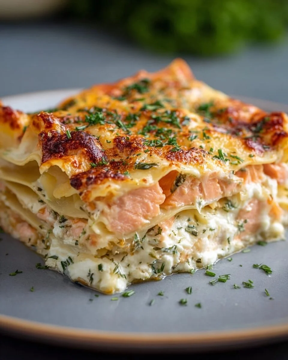 Lasagnes au saumon avec poireaux et chèvre, plat savoureux