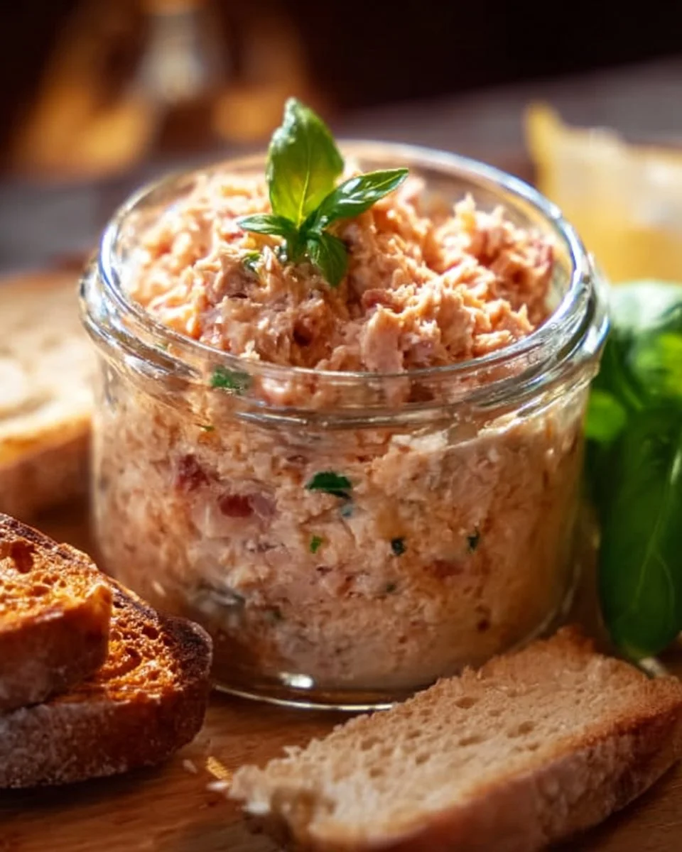Rillettes de Jambon Maison servies dans un bocal en verre avec du pain