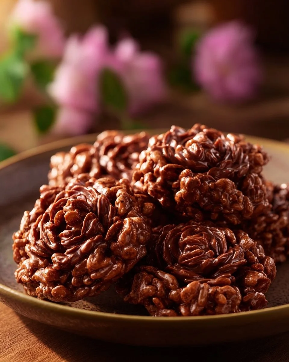 Délicieuses roses des sables au chocolat, un dessert sucré et irrésistible.