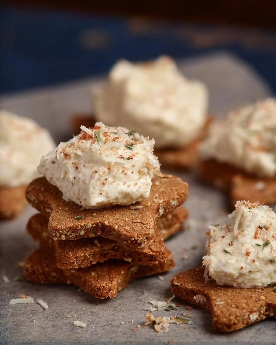 Sablés de sarrasin accompagnés de mousse de ricotta et Grana Padano.
