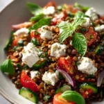 Salade de lentilles et feta fraîche, colorée et appétissante