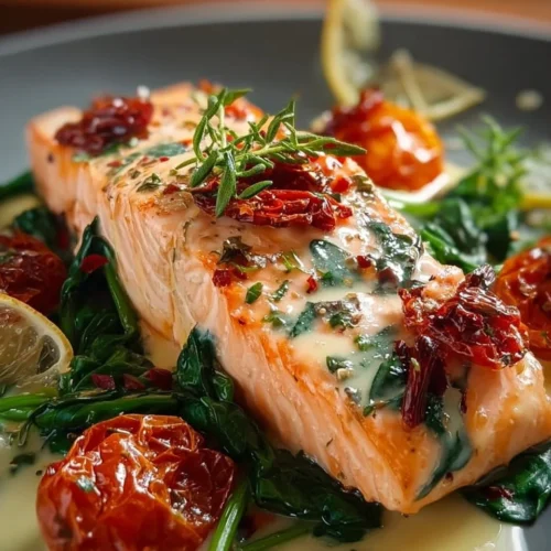 Saumon à l'ail avec épinards et tomates séchées 2 Saumon à l'ail avec épinards et tomates séchées, un plat délicieux et coloré