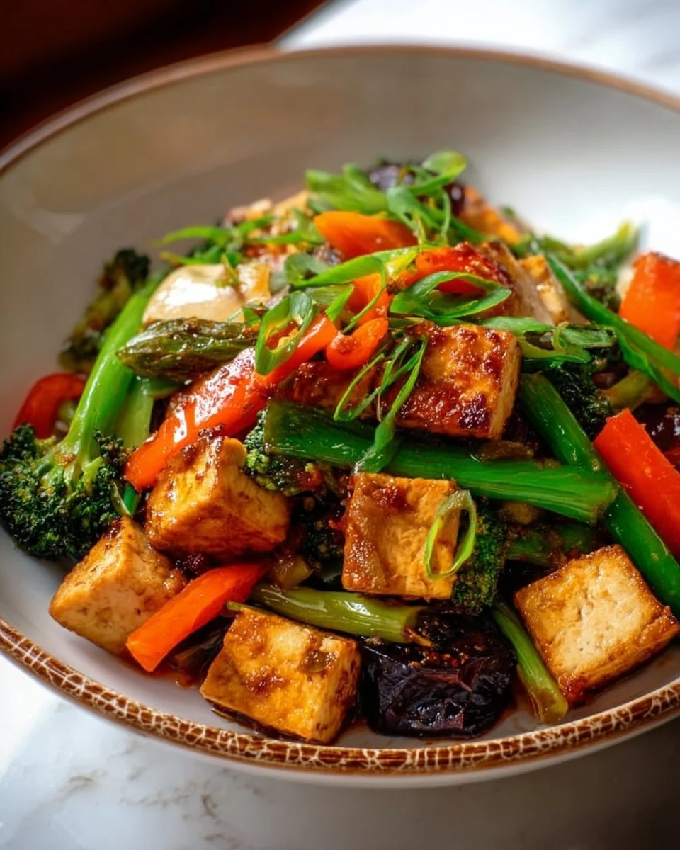 Sauté express de légumes et tofu dans une poêle