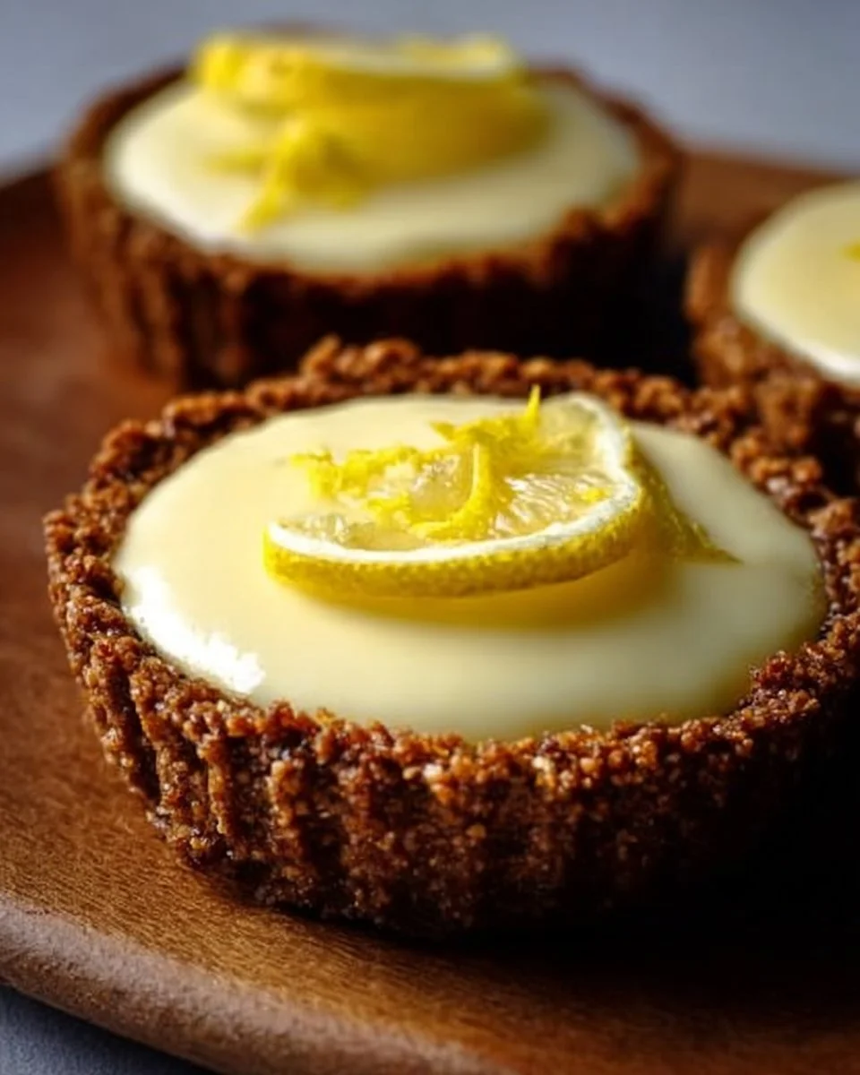 Tartelettes au citron sur croûte de spéculoos prêtes à déguster