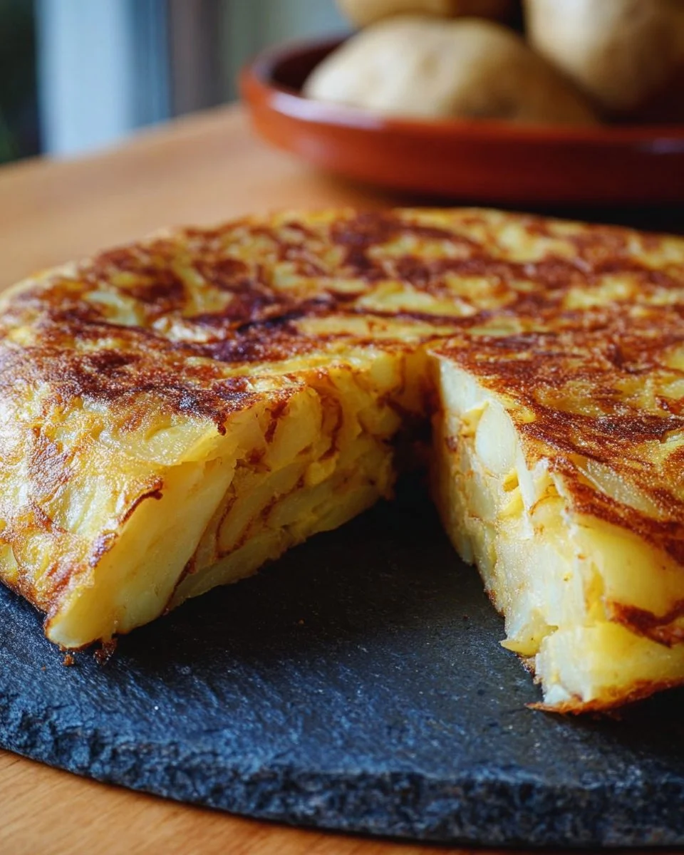 Tortilla de Pomme de Terre, une délicieuse omelette espagnole aux pommes de terre.