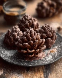 Truffes au chocolat vegan en forme de pommes de pin Truffes au chocolat vegan en forme de pommes de pin
