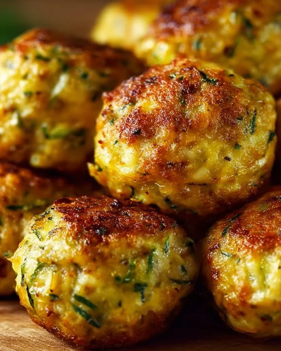 Boulettes de courgette cuites au four sur une assiette