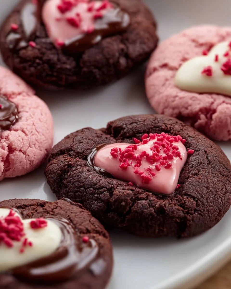 Biscuits Ganache de Saint-Valentin décorés avec du chocolat et des coeurs