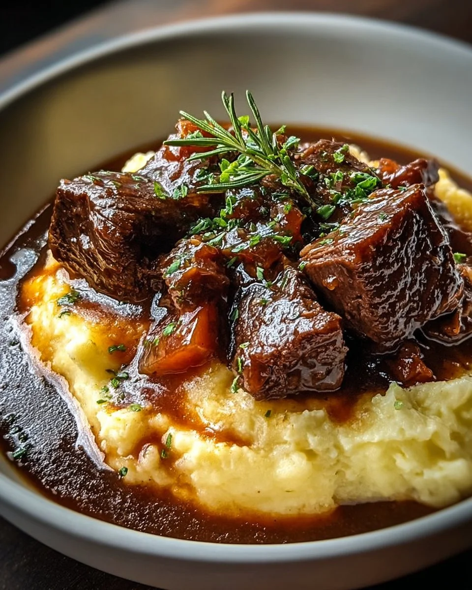 Bœuf Braisé en Sauce servi avec Purée Maison