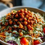 Bol de cacahuètes et pois chiches protéinés, plat sain et gourmand.