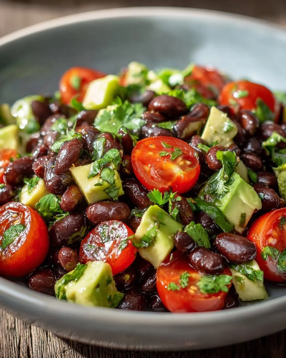 Bol de haricots noirs avec légumes frais