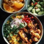 Bol de repas méditerranéens coloré et nutritif avec ingrédients frais