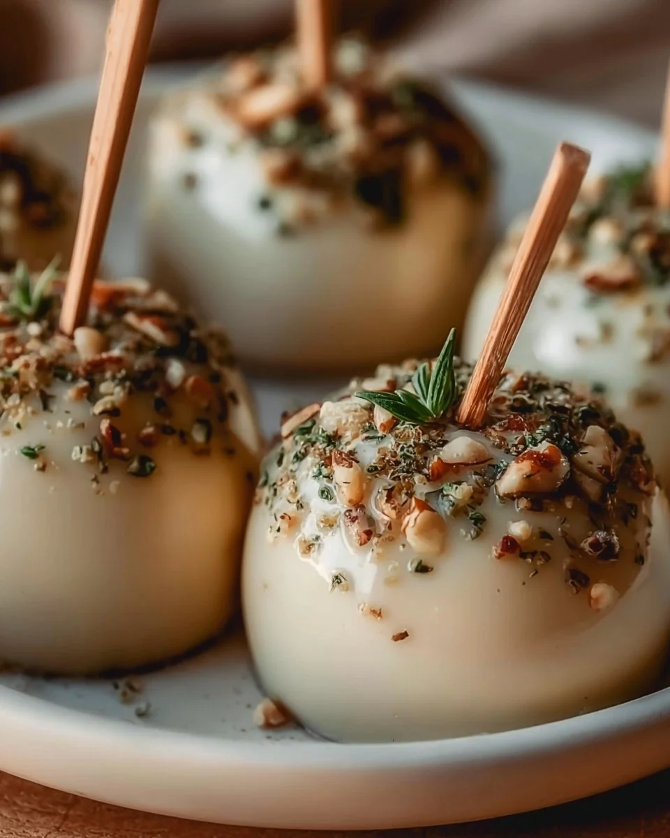 Boules de fromage frais aux herbes et noix, apéritif irrésistible et facile.