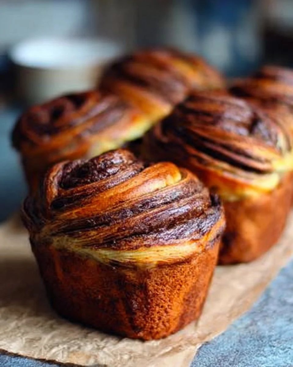 Brioche tourbillon au chocolat fraîchement sortie du four