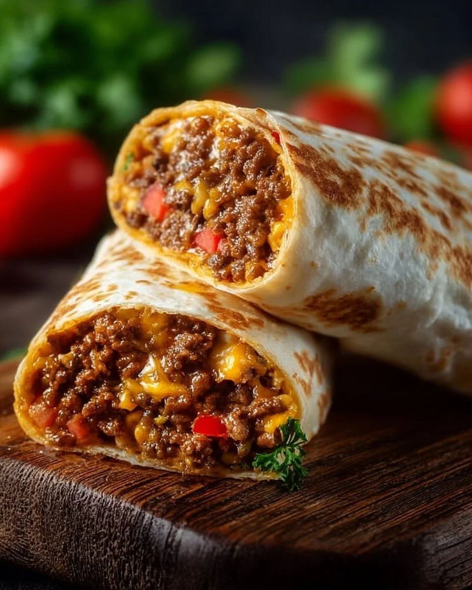 Délicieux burritos maison préparés avec des ingrédients frais et savoureux.