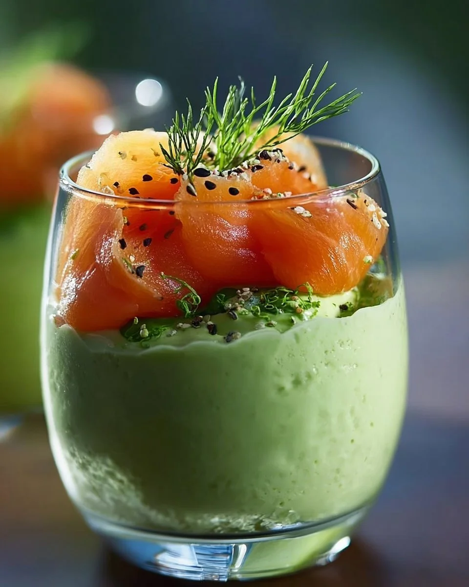 Verrine de mousse d’avocat avec saumon fumé, un délice pour les papilles
