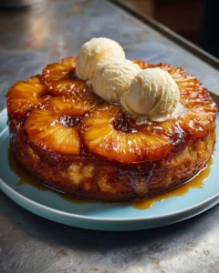 Gâteau renversé à l&rsquo;ananas et à la glace