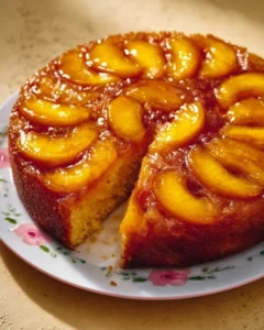 Gâteau renversé aux pêches