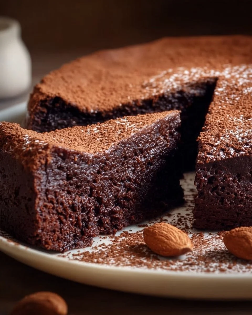 Gâteau au chocolat et aux amandes sans gluten en une belle présentation