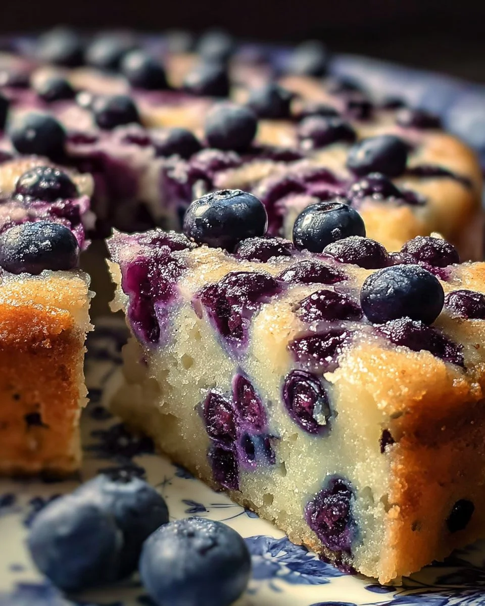Gâteau léger aux myrtilles avec garniture de fruits frais