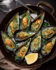Moules gratinées à la persillade