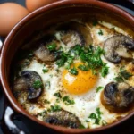Oeufs Cocotte aux Champignons, un plat délicieux et réconfortant.