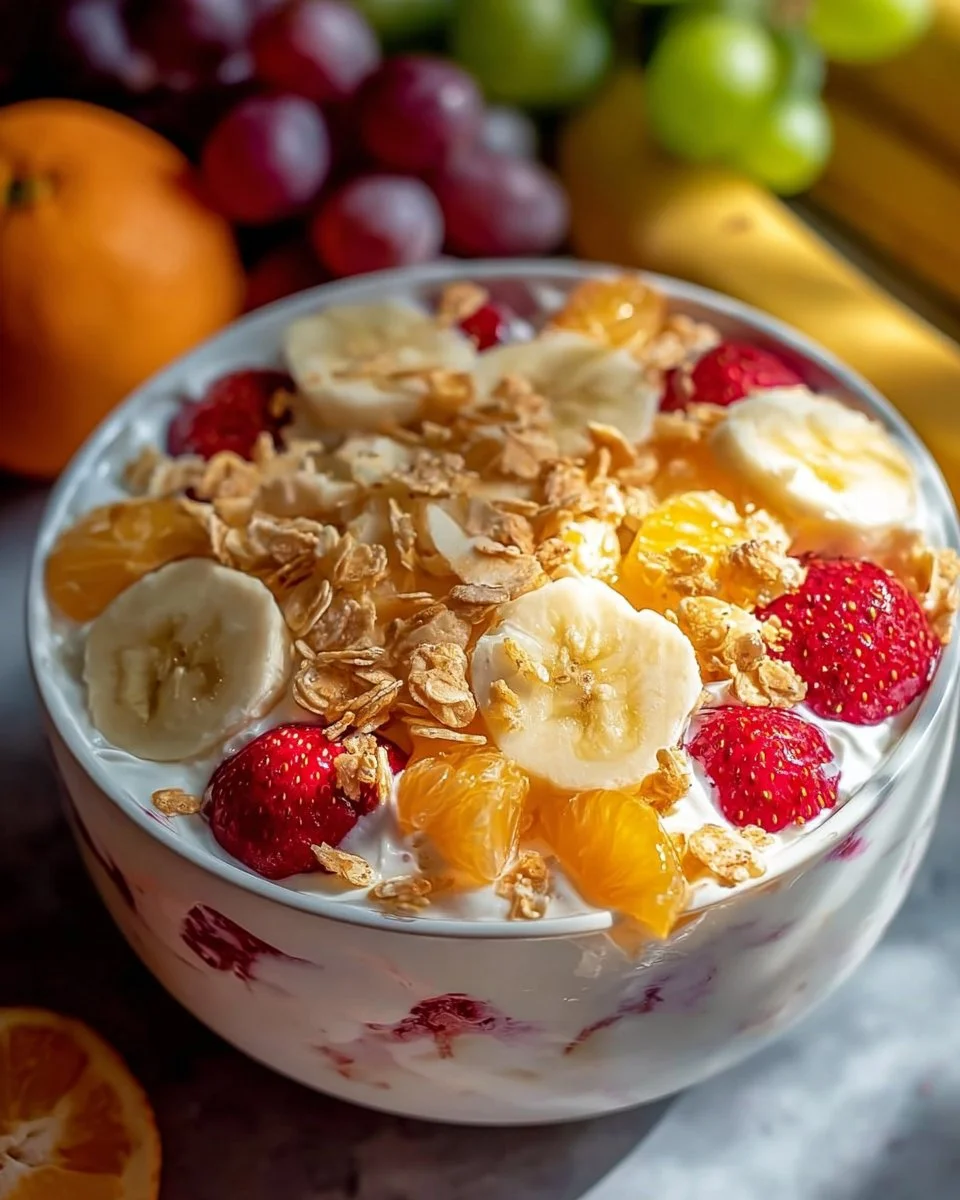 Salade de cheesecake hawaïenne colorée et appétissante