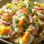 Recette de salade de pommes de terre délicieuse et rafraîchissante.