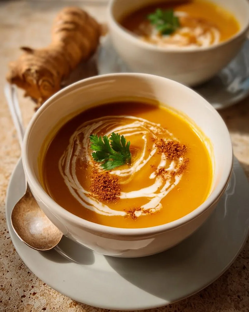 Soupe de panais, carottes et cannelle servie dans un bol chaud et réconfortant
