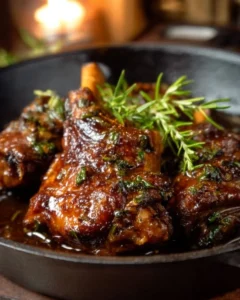 Souris d’agneau confites au miel et aux herbes