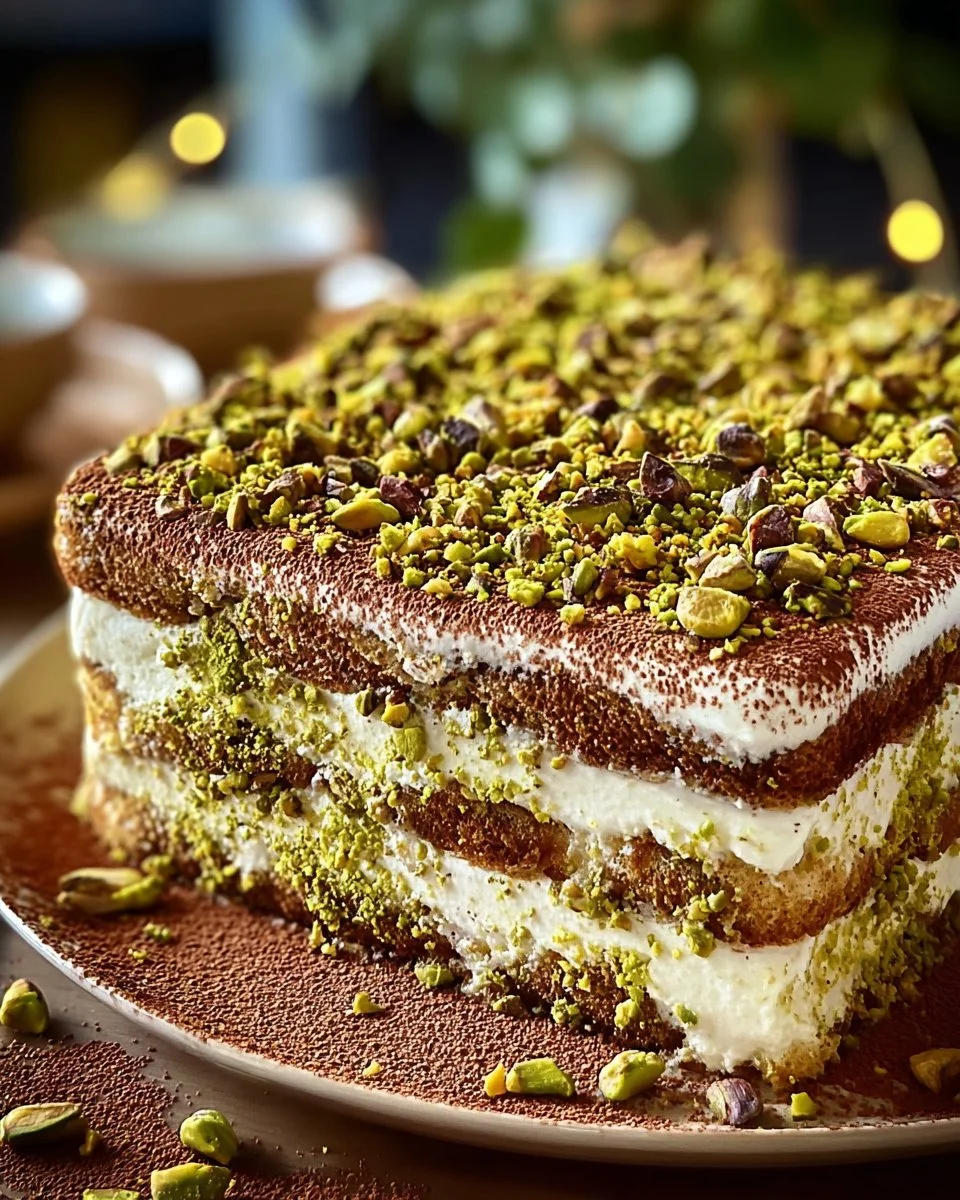 Tiramisu Pistache et Cassonade Caramélisée, un dessert gourmand et élégant