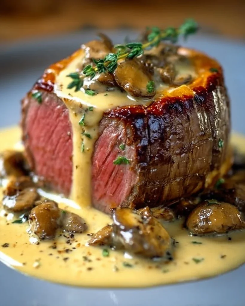 Filet Mignon en Croûte au Foie Gras, Sauce Crémeuse aux Morilles