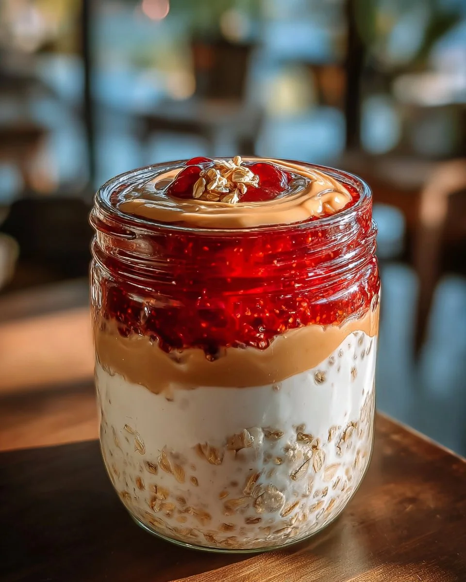 Bol de flocons d'avoine avec beurre d'arachide et confiture de fraises